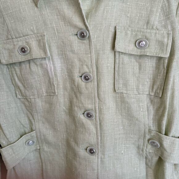 St John Sport Linen Jacket Size Small Vintage Button Down Chic Front Pockets - Picture 4 of 14